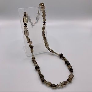Gray & Smoke Glass Bead Necklace
